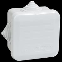 IEK Коробка КМ41236 распаячная для о/п 70х70х44 мм IP44 (RAL7035, 4 гермоввода, защелкивающаяся крышка) UKOZ11-070-070-040-K41-44 фото