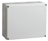 IEK Коробка КМ41342 распаячная для о/п 240х195х90 мм IP55 (RAL7035, монт. плата, кабельные вводы 5 шт) UKO10-240-195-090-K52-55 фото