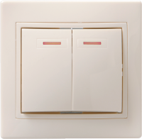 IEK KVARTA ВС10-2-1-ККм Выключатель 2кл с инд. 10А (кремовый) EVK21-K33-10-DM фото
