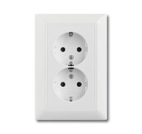ABB BJB Basic 55 Бел Розетка 2-ая с/з моноблок, с защитными шторками 2CKA002021A0378 фото