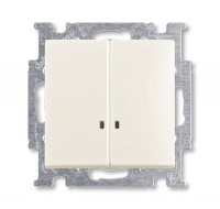 ABB BJB Basic 55 Шале (бел) Выключатель 2-клавишный с подсветкой 2CKA001012A2188 фото
