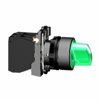 Schneider Electric Переключатель с подсветкой, зеленый, пластик, 3 положения, 1НО+1НЗ, с фиксацией, 24В XB5AK133B5 фото