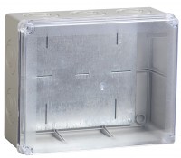 IEK Коробка КМ41346 распаячная для о/п 240х195х90 мм IP55 (RAL7035, монт. плата, кабельные вводы 5 шт) UKO10-240-195-090-K53-55 фото