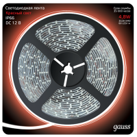 Gauss Лента LED 2835 -SMD 4.8W 12V DC красный IP66 (блистер 5м) 311000705 фото