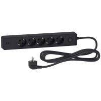 Schneider Electric Unica Extend Черный Удлинитель 5 розеток 2К+З, кабель 3м, 2 USB ST945U3B фото