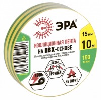 ЭРА 43942/43935 ПВХ-изолента 15мм*10м желто-зеленая C0036559 фото