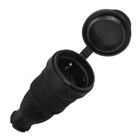 EKF Basic Розетка переносная с защитной крышкой каучуковая 230В 2P+PE 16A IP44 RPS-012-16-230-44 фото