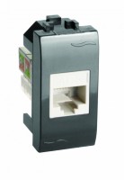 DKC Телефонная розетка RJ12, 6P6C, Brava, черная, 1мод 77120N фото