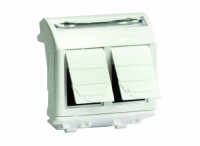 DKC Ком.роз. двойная RJ45 кат.6A, 8P8C, Brava, белая, 2мод 76653B фото