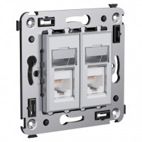 DKC Компьютерная розетка RJ-45 в стену, кат.5e двойная экранированная,