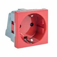 EKF PROxima Розетка 45х45 (2 модуля), с заземлением, красная, прямая E2MR16-028-70 фото