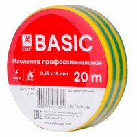 EKF Basic Изолента класс А (0,18х19мм) (20м.) желто-зеленая plc-iz-a-yg фото