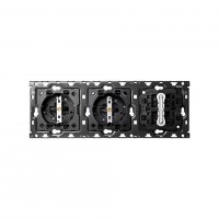 Simon 100 Кит 3 поста механизм 2 розетки Schuko + 2 переключателя (проходные) + суппорт 10010310-039 фото