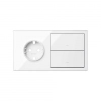 Simon 100 Белый глянец Кит 2 поста, фронт. Накладка на 1 розетку Schuko + 2 клавиши выключателей 10020204-130 фото