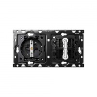 Simon 100 Кит 2 поста механизм 1 розетка Schuko + 2 переключателя (проходные) + суппорт 10010204-039 фото