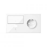 Simon 100 Белый глянец Кит 2 поста, фронт. Накладка на 1 розетку Schuko (справа) + 1 з/у USB SC + 1 клавиша выключателя 10020206-130 фото