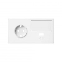 Simon 100 Белый матовый Кит 2 поста, фронт. Накладка на 1 розетку Schuko (справа) + 1 з/у USB SC + 1 клавиша выключателя 10020206-230 фото
