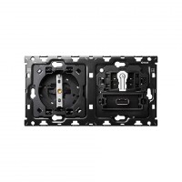 Simon 100 Кит 2 поста механизм 1 розетка Schuko + 1 з/у USB SC 2.1A + 1 переключатель (проходной) + суппорт 10010206-039 фото
