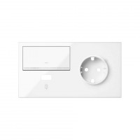 Simon 100 Белый глянец Кит 2 поста, фронт. Накладка на 1 розетку Schuko (справа) + 1 з/у USB SC + 1 клавиша светорегулятора 10020209-130 фото