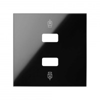 Simon 100 Черный глянец Накладка для зарядного устройства 2хUSB 10001096-138 фото
