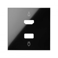 Simon 100 Черный глянец Накладка розетки HDMI + USB 10001095-138 фото