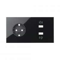 Simon 100 Черный глянец Кит 2 поста, фронт. Накладка на 1 розетку Schuko + 2 з/у USB SC 10020210-138 фото
