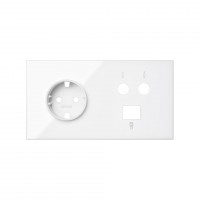 Simon 100 Белый глянец Кит 2 поста, фронт. Накладка на 1 розетку Schuko + 1 розетку TV + 1 розетку RJ45 10020208-130 фото