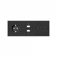 Simon 100 Черный матовый Кит 3 поста, фронт. Накладка на 1 розетку Schuko + 1 з/у 2xUSB + 1 клавиша выключателя + 1 клавиша жалюзи 10020306-238 фото