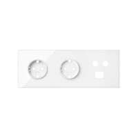 Simon 100 Белый глянец Кит 3 поста, фронт. Накладка на 2 розетки Schuko + 1 розетку TV + 1 розетку RJ45 10020303-130 фото