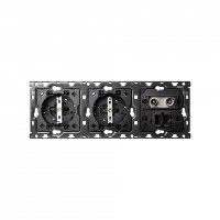 Simon 100 Кит 3 поста механизм 2 розетки Schuko + 1 розетка TV одиночная + 1 розетка RJ45 Cat.6 + суппорт 10010303-039 фото