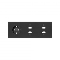 Simon 100 Черный матовый Кит 3 поста, фронт. Накладка на 1 розетку Schuko + 2 розетки HDMI + 2 розетки USB 10020305-238 фото