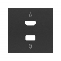 Simon 100 Черный матовый Накладка розетки HDMI + USB 10001095-238 фото