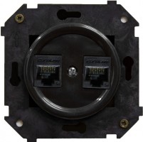 Bironi Шедель пластик чёрный розетка  2-ая RJ45  (скрытый монтаж) B3-302-23 фото
