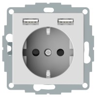 Schneider Electric Merten SM Aquain  Бел Актив Розетка Schuko с 2 USB c зарядным устройством 2,4 A MTN2366-0325 фото