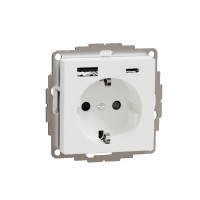 Schneider Electric MERTEN SM Белый Розетка силовая 16 A с зарядкой USB A+C 3 A MTN2367-0325 фото