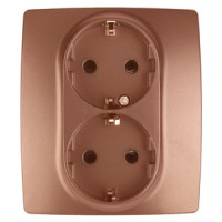 ЭРА 12-2104-14 розетка 2X2P+E Schuko со шторками, 16A-250В, IP20, 12, медь Б0019333 фото