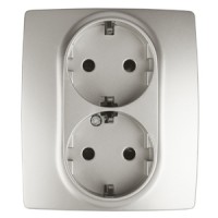 ЭРА 12-2104-15 розетка 2X2P+E Schuko со шторками, 16A-250В, IP20, 12, перламутр Б0019334 фото