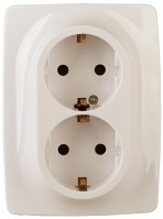 ЭРА 12-2116-02 Розетка 2X2P+E Schuko, 16A-250В, IP20, винт, 12, Слоновая кость Б0029239 фото
