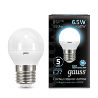 Gauss Лампа Шар 6.5W 550lm 4100K E27 LED 105102207 фото