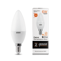 Gauss Лампа Elementary Свеча 6W 420lm 3000K Е14 LED 33116 фото