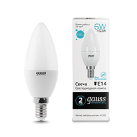 Gauss Лампа Elementary Свеча 6W 450lm 4100K Е14 LED 33126 фото