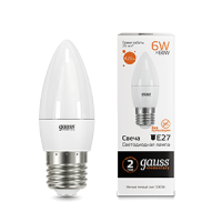 Gauss Лампа Elementary Свеча 6W 420lm 3000K Е27 LED 33216 фото
