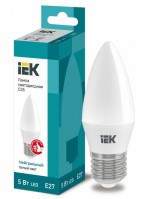 IEK Лампа светодиодная ECO C35 свеча 5Вт 230В 4000К E27 LLE-C35-5-230-40-E27 фото