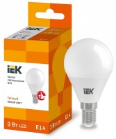 IEK Лампа светодиодная ECO G45 шар 3Вт 230В 3000К E14 LLE-G45-3-230-30-E14 фото