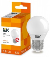 IEK Лампа светодиодная ECO G45 шар 5Вт 230В 3000К E27 LLE-G45-5-230-30-E27 фото