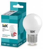 IEK Лампа светодиодная ECO G45 шар 5Вт 230В 4000К E27 LLE-G45-5-230-40-E27 фото