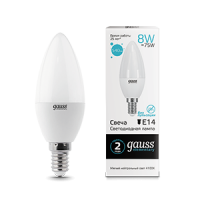 Gauss Лампа Elementary Свеча 8W 540lm 4100K Е14 LED 33128 фото