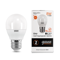 Gauss Лампа Elementary Шар 8W 520lm 3000K Е27 LED 53218 фото