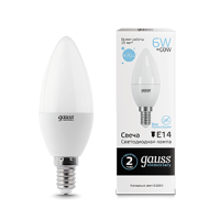 Gauss Лампа Elementary Свеча 6W 470lm 6500K Е14 LED 33136 фото