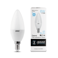 Gauss Лампа Elementary Свеча 8W 560lm 6500K Е14 LED 33138 фото